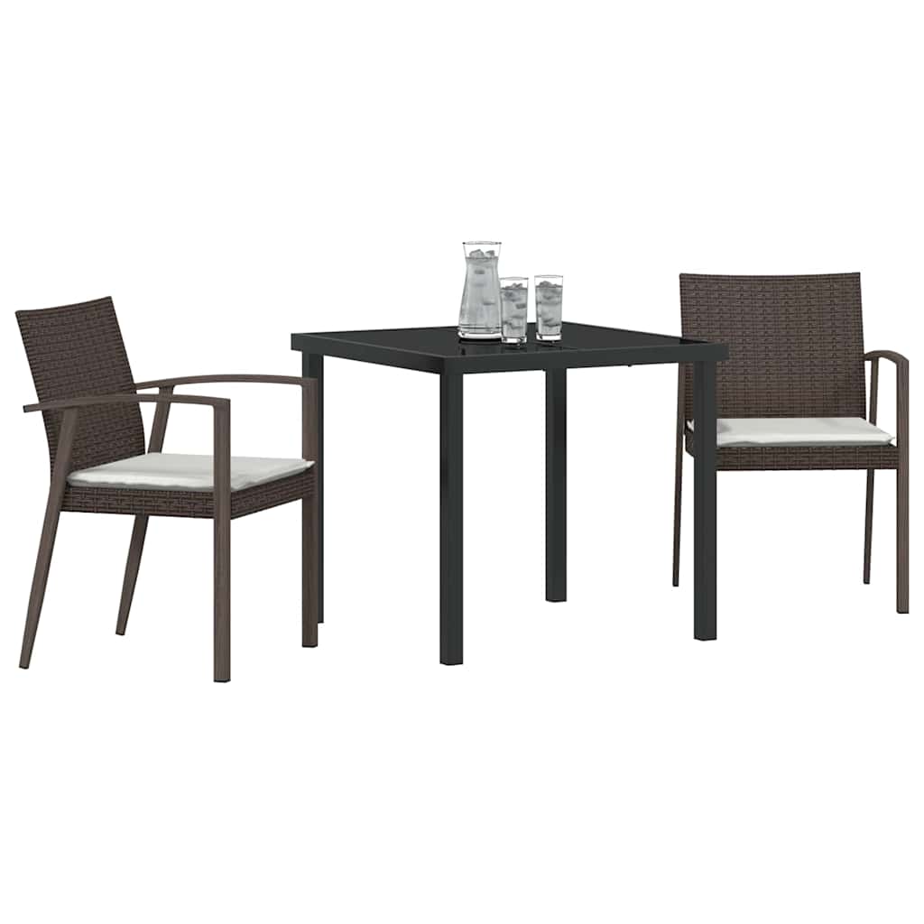 Have Spisebordssæt 3 pcs Brun og sort PE Rattan
