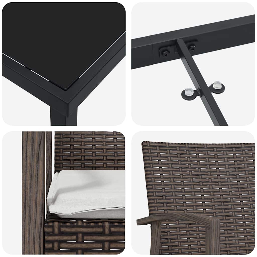 Have Spisebordssæt 5 pcs Brun og sort PE Rattan
