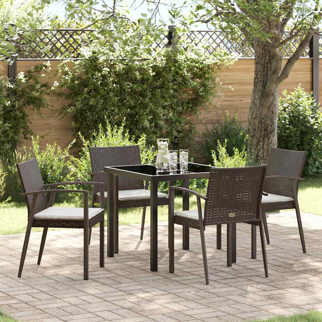 Have Spisebordssæt 5 pcs Brun og sort PE Rattan