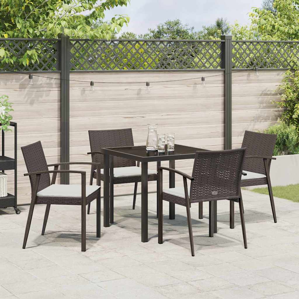 Have Spisebordssæt 5 pcs Brun og sort PE Rattan