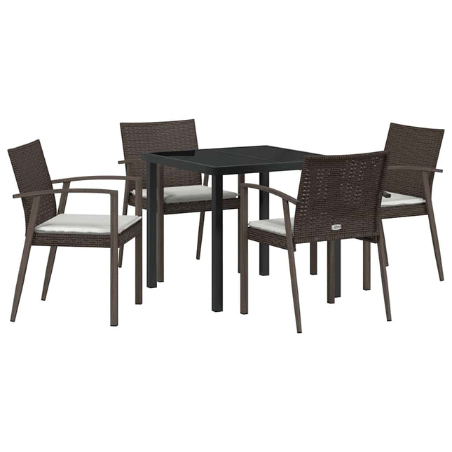 Have Spisebordssæt 5 stk. Brun og sort PE Rattan