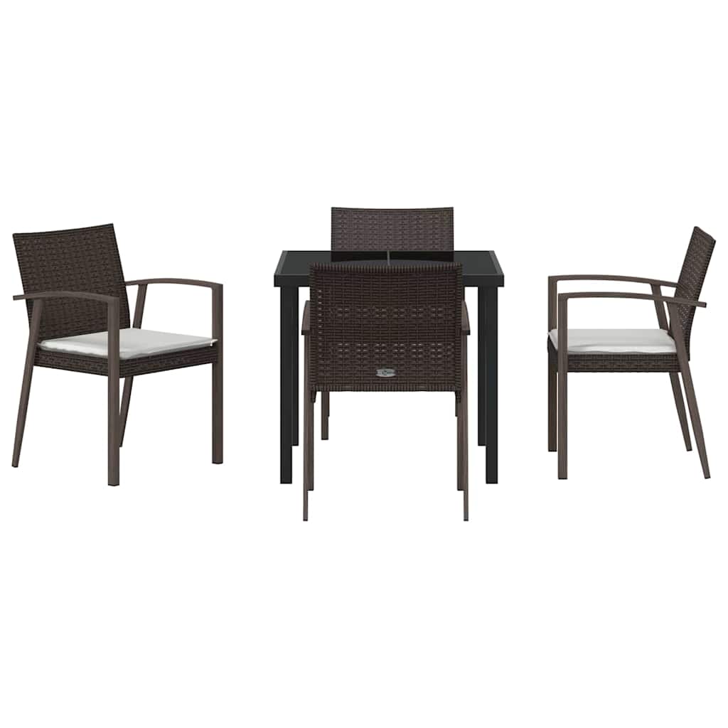 Have Spisebordssæt 5 pcs Brun og sort PE Rattan