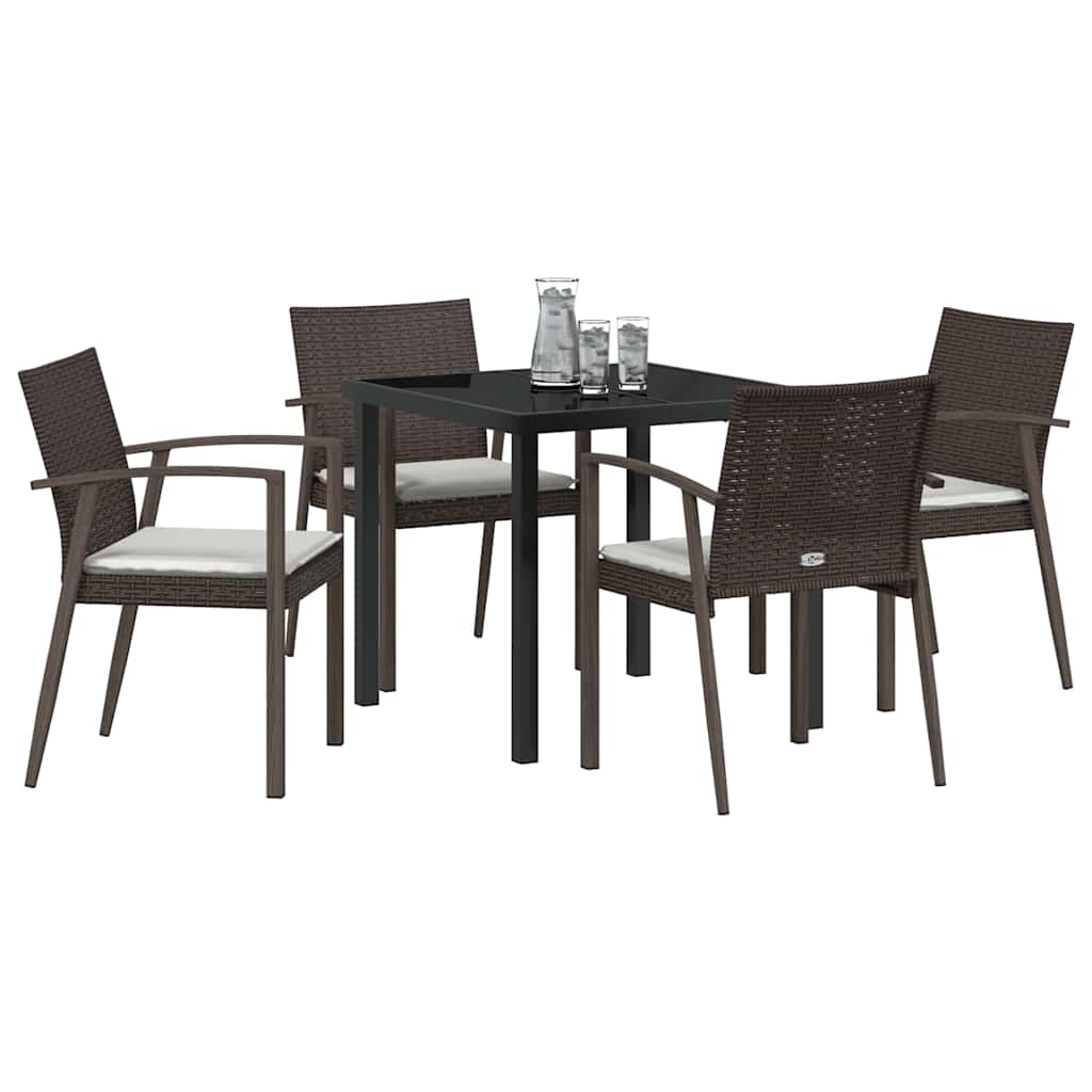 Have Spisebordssæt 5 pcs Brun og sort PE Rattan
