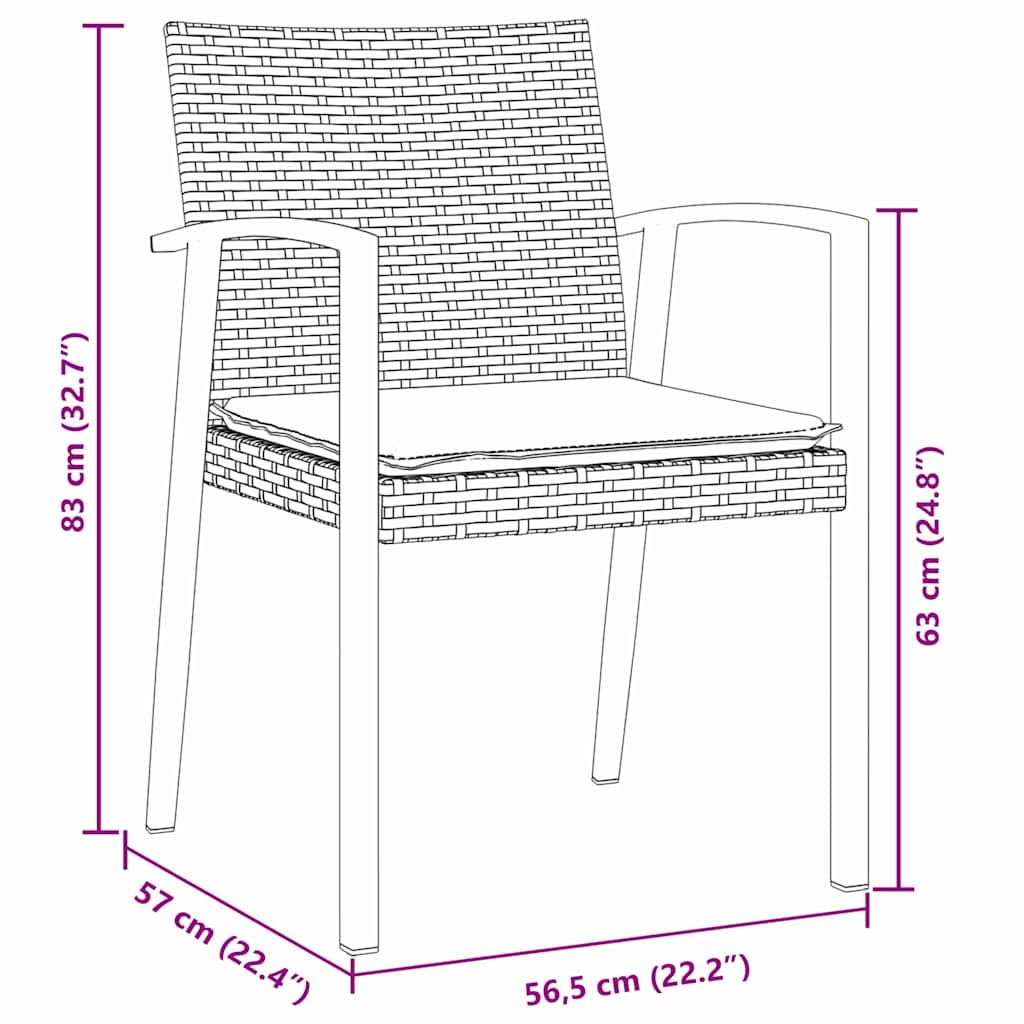 Have Spisebordssæt 5 pcs Brun og sort PE Rattan