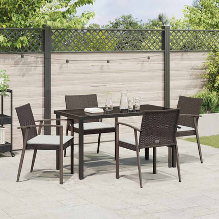 Have Spisebordssæt 5 pcs Brun og sort PE Rattan