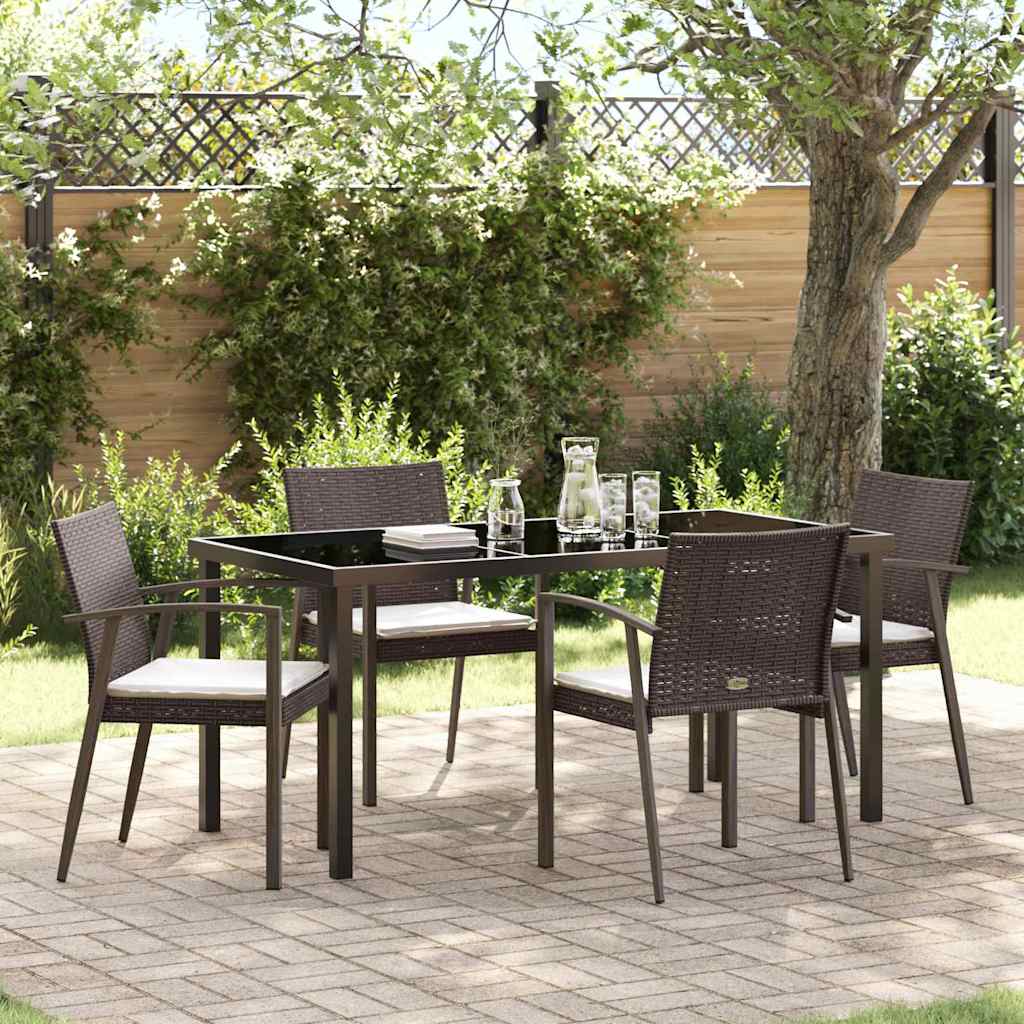 Have Spisebordssæt 5 pcs Brun og sort PE Rattan
