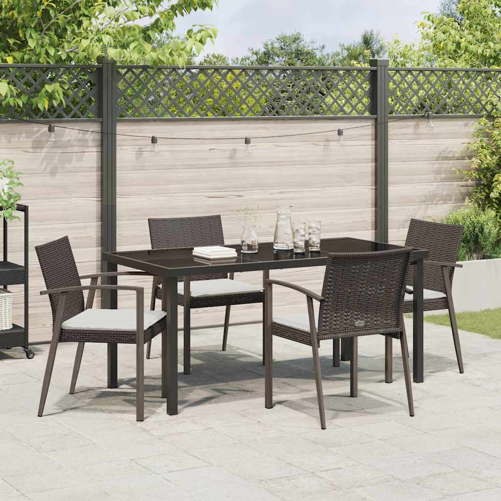 Have Spisebordssæt 5 pcs Brun og sort PE Rattan