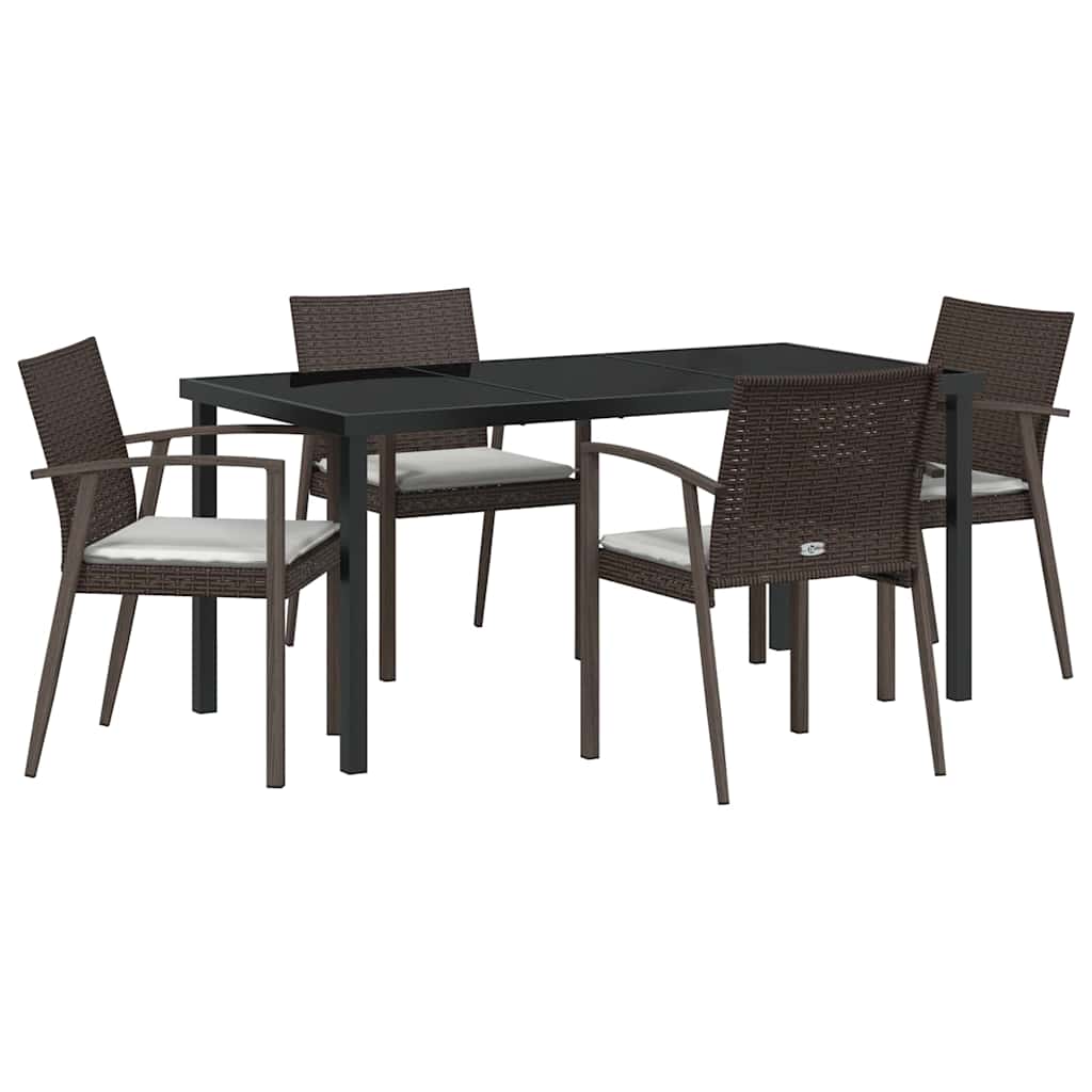 Have Spisebordssæt 5 pcs Brun og sort PE Rattan