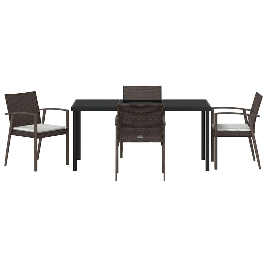 Have Spisebordssæt 5 pcs Brun og sort PE Rattan
