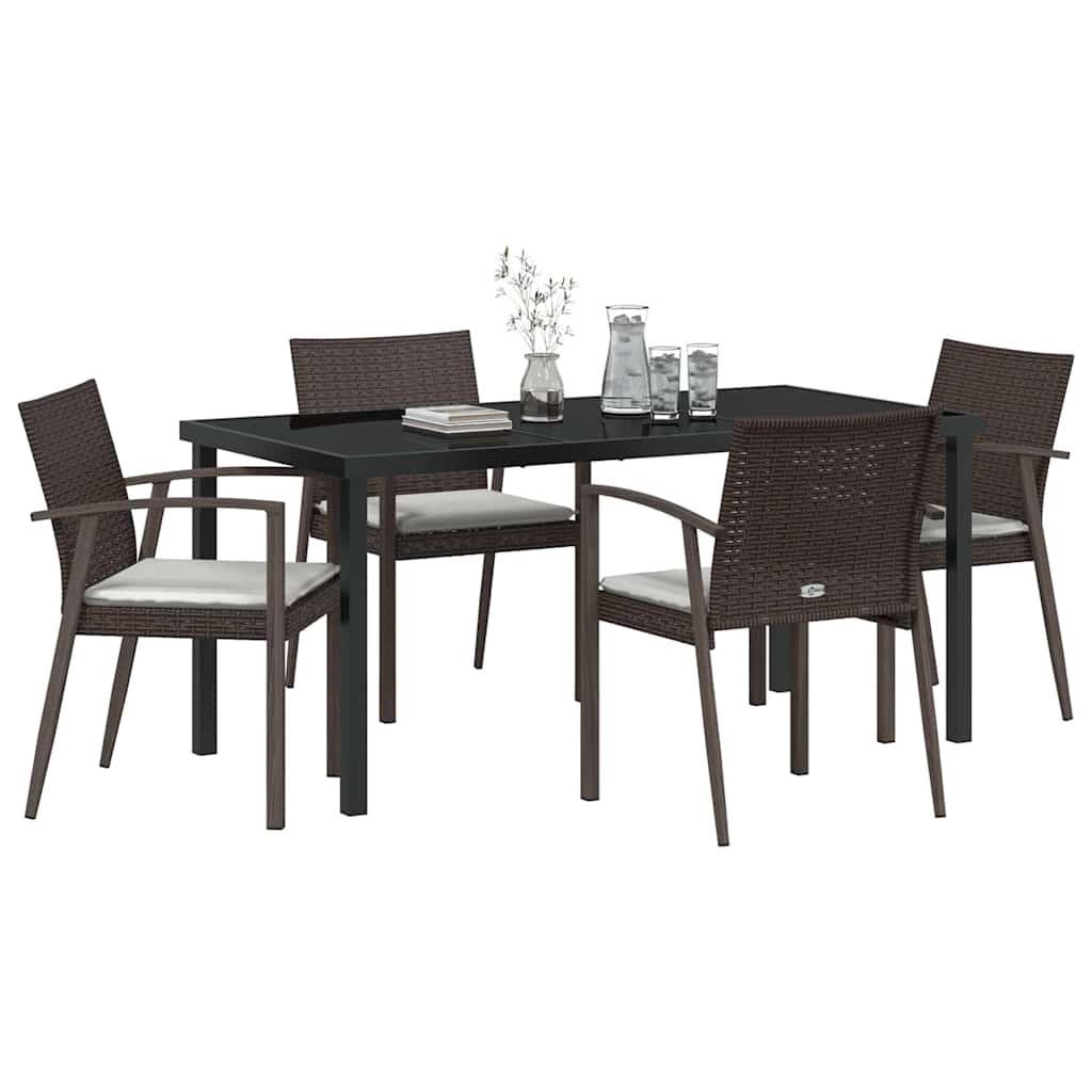 Have Spisebordssæt 5 pcs Brun og sort PE Rattan