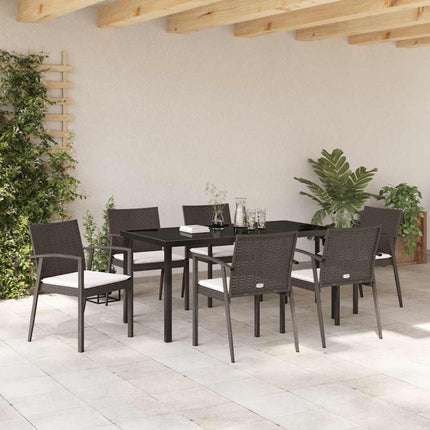 Have Spisebordssæt 7 pcs Brun og sort PE Rattan