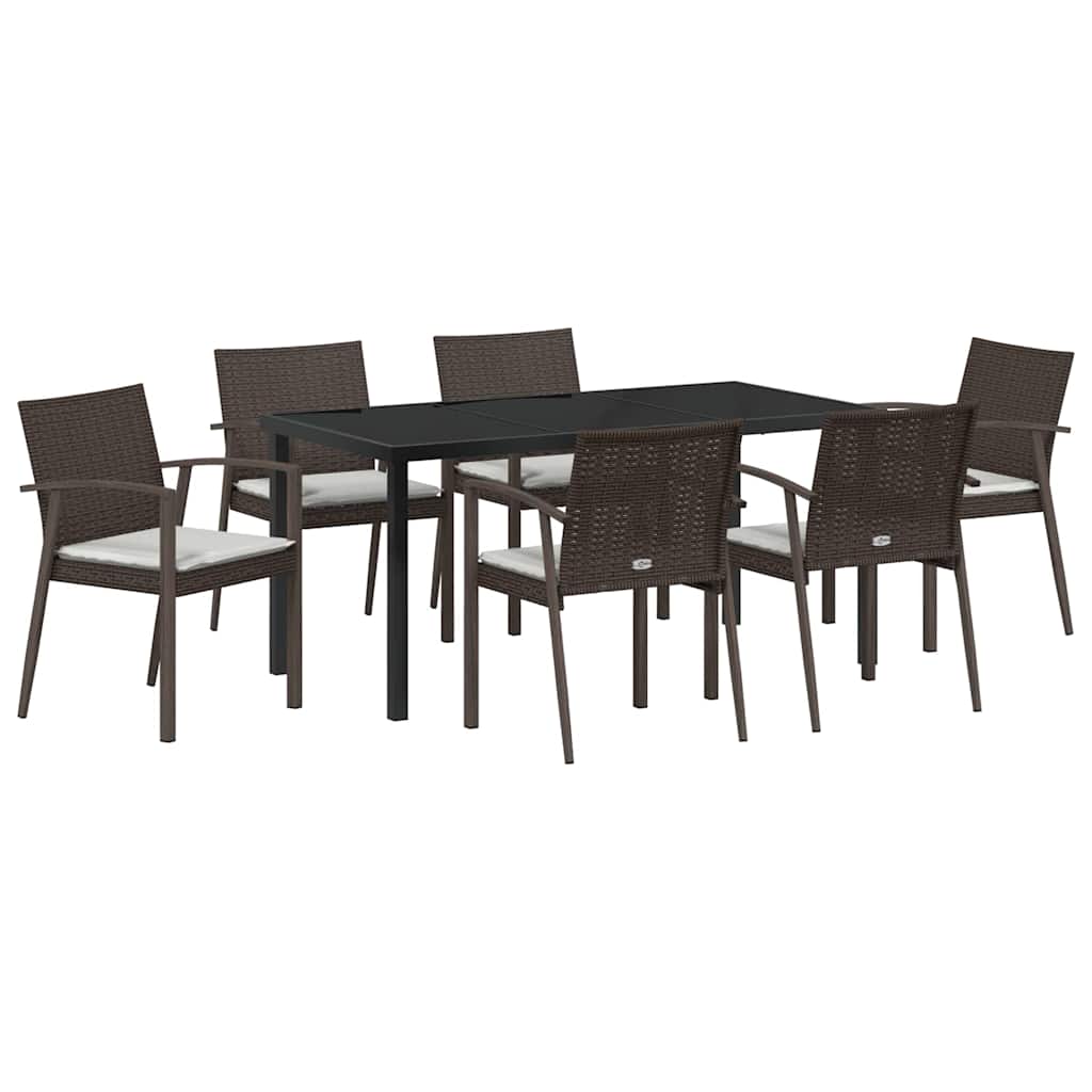 Have Spisebordssæt 7 pcs Brun og sort PE Rattan