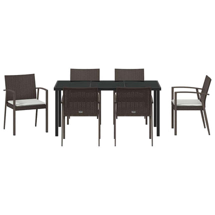 Have Spisebordssæt 7 pcs Brun og sort PE Rattan