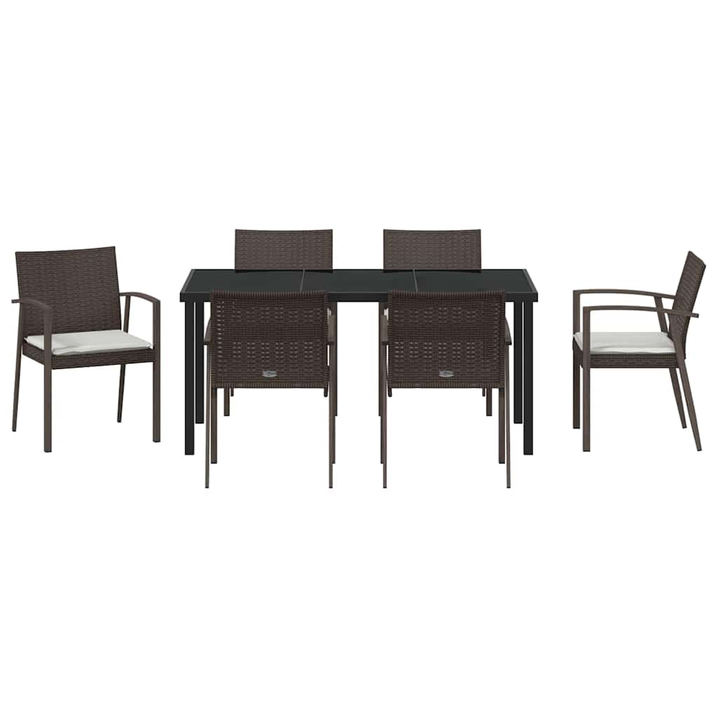 Have Spisebordssæt 7 pcs Brun og sort PE Rattan