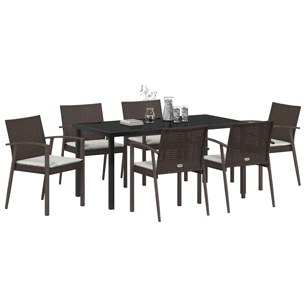 Have Spisebordssæt 7 pcs Brun og sort PE Rattan