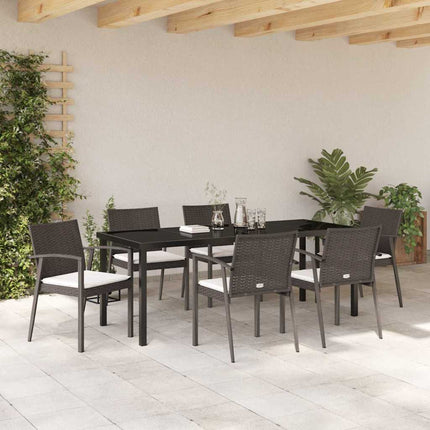 Have Spisebordssæt 7 pcs Brun og sort PE Rattan