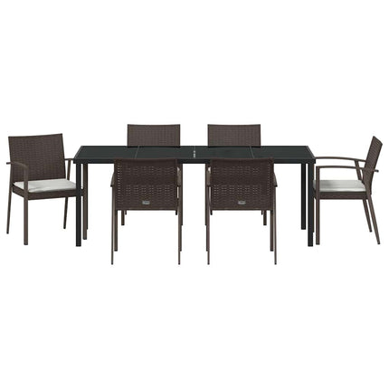 Have Spisebordssæt 7 pcs Brun og sort PE Rattan
