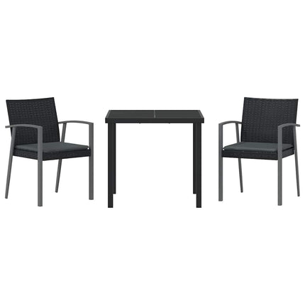 Have Spisebordssæt 3 pcs Sort og grå PE Rattan