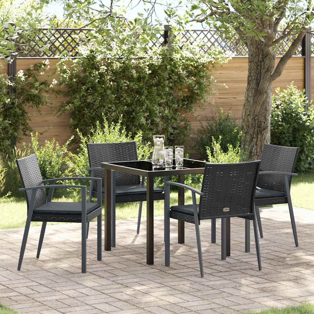 Have Spisebordssæt 5 pcs Sort og grå PE Rattan