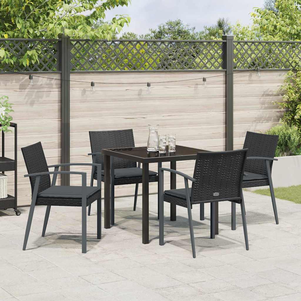 Have Spisebordssæt 5 pcs Sort og grå PE Rattan