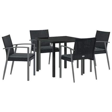 Have Spisebordssæt 5 pcs Sort og grå PE Rattan