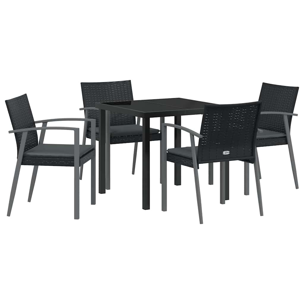 Have Spisebordssæt 5 pcs Sort og grå PE Rattan