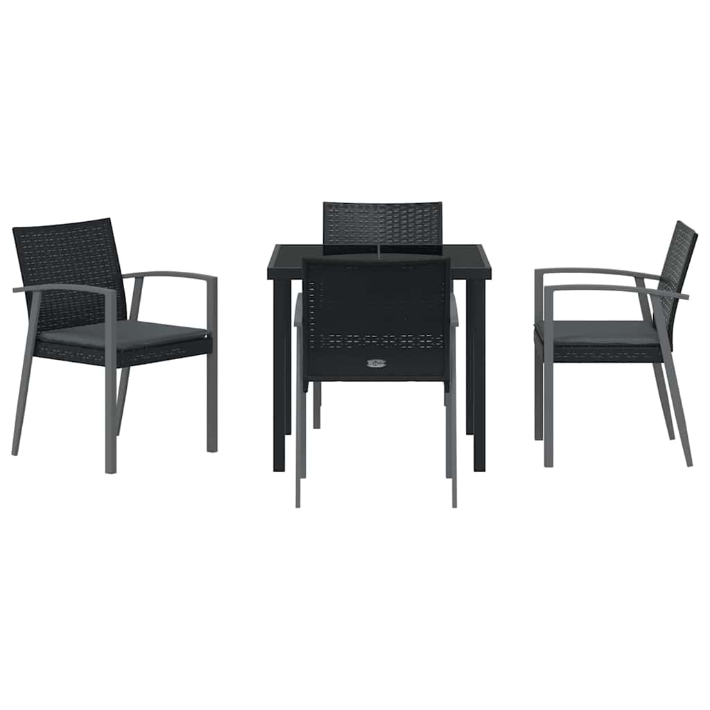 Have Spisebordssæt 5 pcs Sort og grå PE Rattan