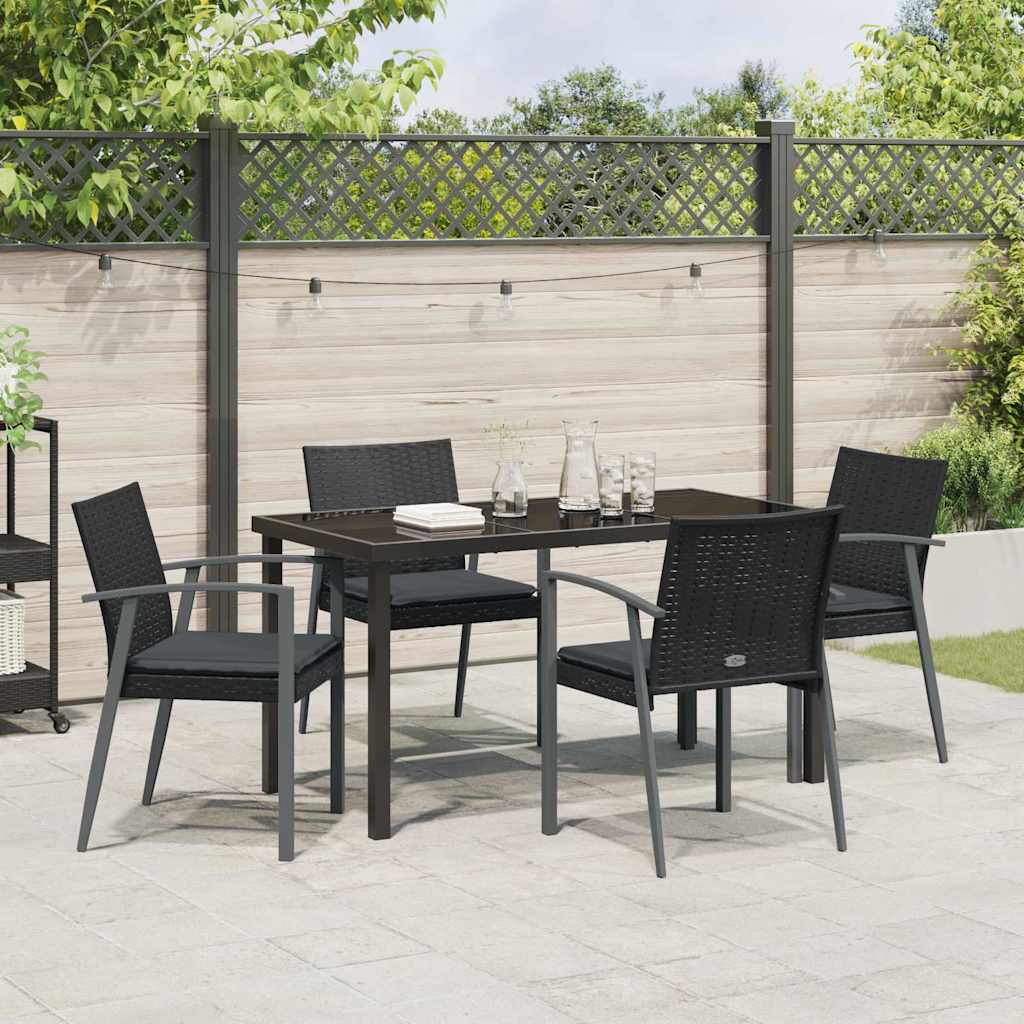 Have Spisebordssæt 5 pcs Sort og grå PE Rattan