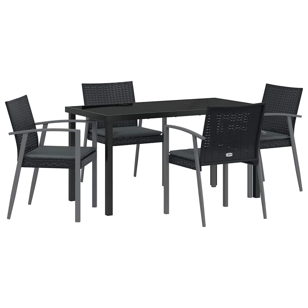 Have Spisebordssæt 5 pcs Sort og grå PE Rattan