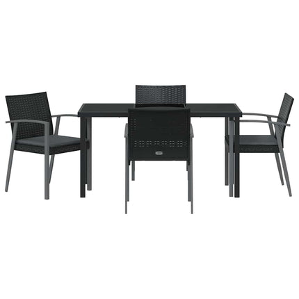 Have Spisebordssæt 5 pcs Sort og grå PE Rattan