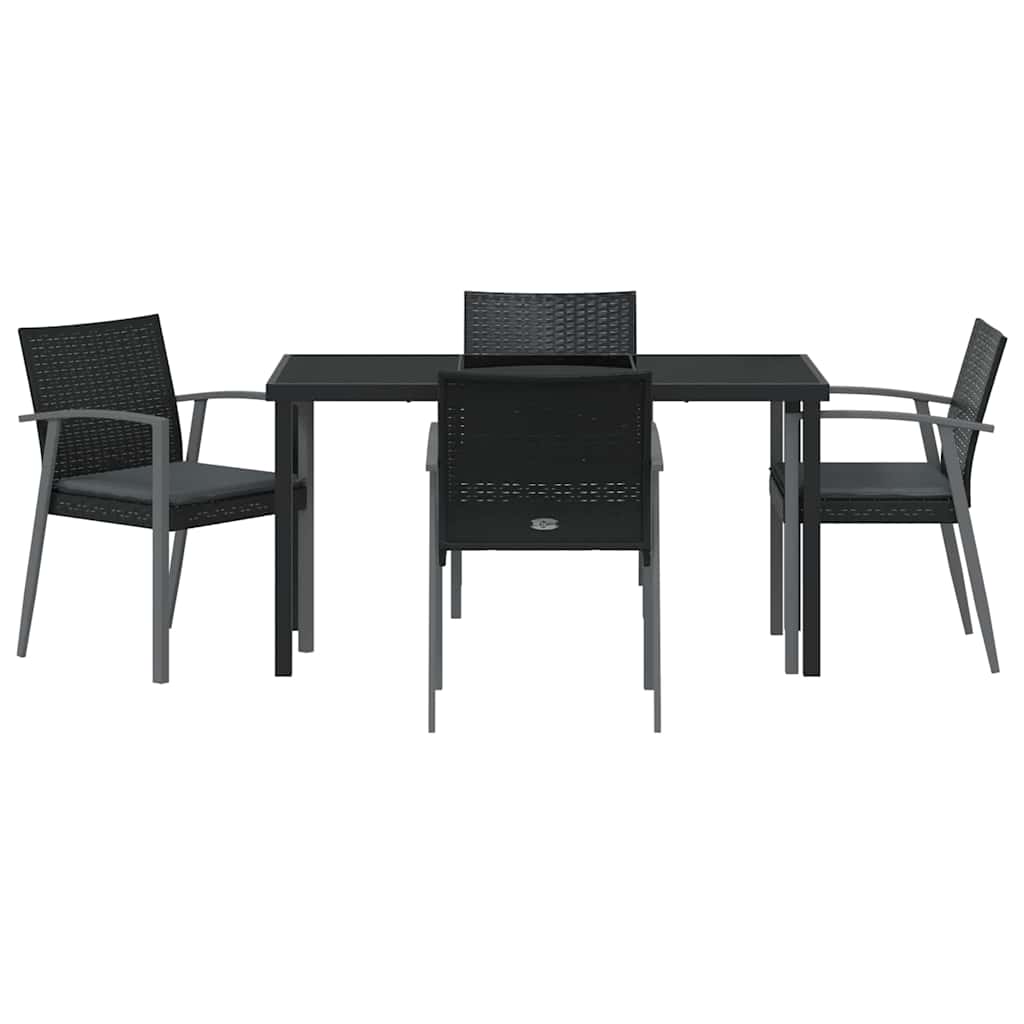 Have Spisebordssæt 5 pcs Sort og grå PE Rattan