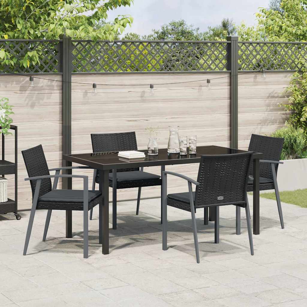 Have Spisebordssæt 5 pcs Sort og grå PE Rattan