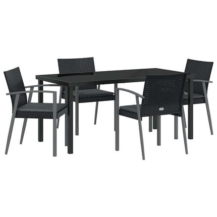 Have Spisebordssæt 5 pcs Sort og grå PE Rattan