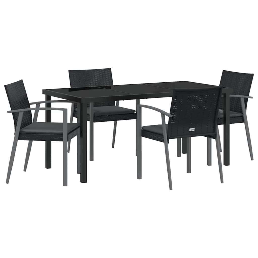 Have Spisebordssæt 5 pcs Sort og grå PE Rattan