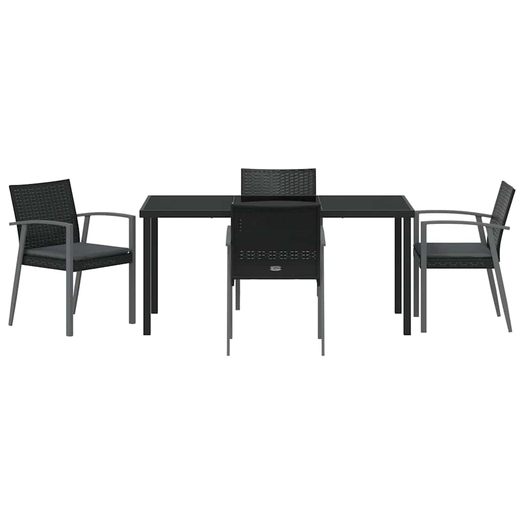 Have Spisebordssæt 5 pcs Sort og grå PE Rattan
