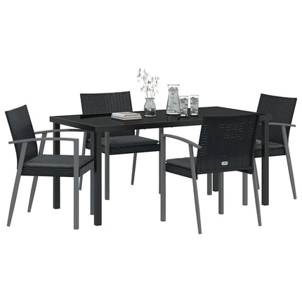 Have Spisebordssæt 5 pcs Sort og grå PE Rattan