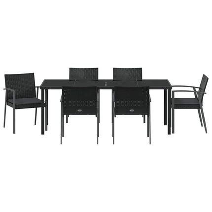 Have Spisebordssæt 7 pcs Sort og grå PE Rattan