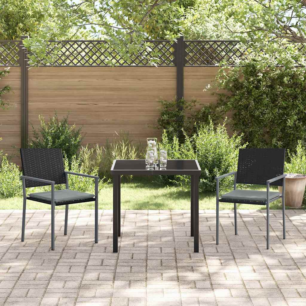Have Spisebordssæt 3 pcs Sort og Lys Grå PE Rattan