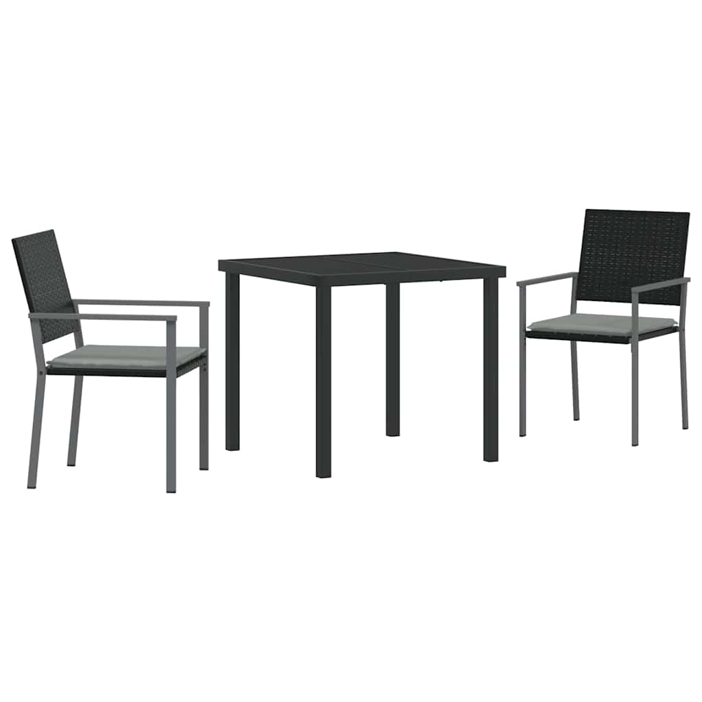Have Spisebordssæt 3 pcs Sort og Lys Grå PE Rattan