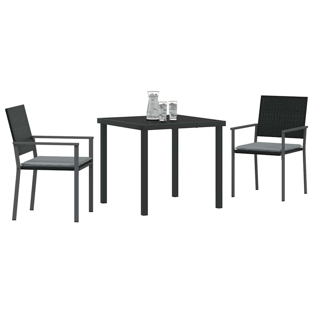 Have Spisebordssæt 3 pcs Sort og Lys Grå PE Rattan