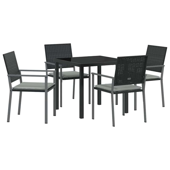 Have Spisebordssæt 5 stk. Sort og Lys Grå PE Rattan