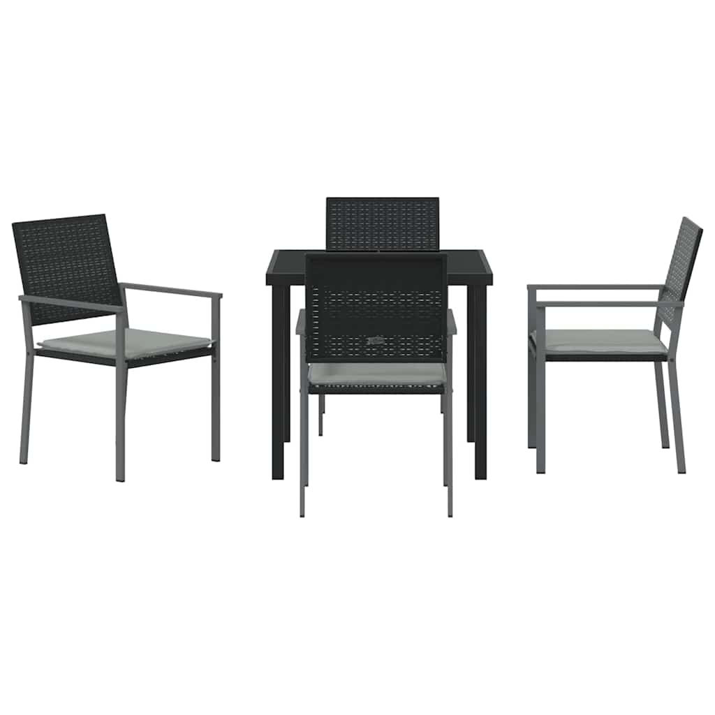 Have Spisebordssæt 5 pcs Sort og Lys Grå PE Rattan