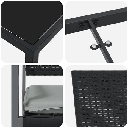 Have Spisebordssæt 5 pcs Sort og Lys Grå PE Rattan
