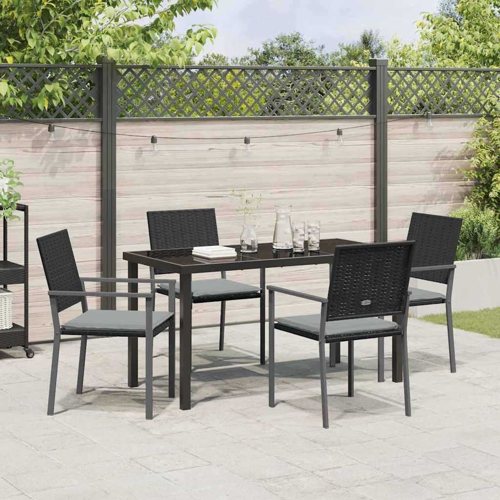 Have Spisebordssæt 5 pcs Sort og Lys Grå PE Rattan
