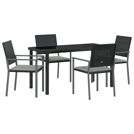 Have Spisebordssæt 5 pcs Sort og Lys Grå PE Rattan