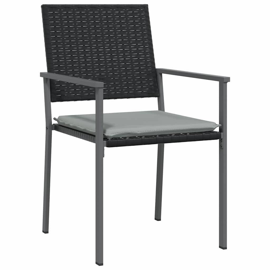 Have Spisebordssæt 5 pcs Sort og Lys Grå PE Rattan