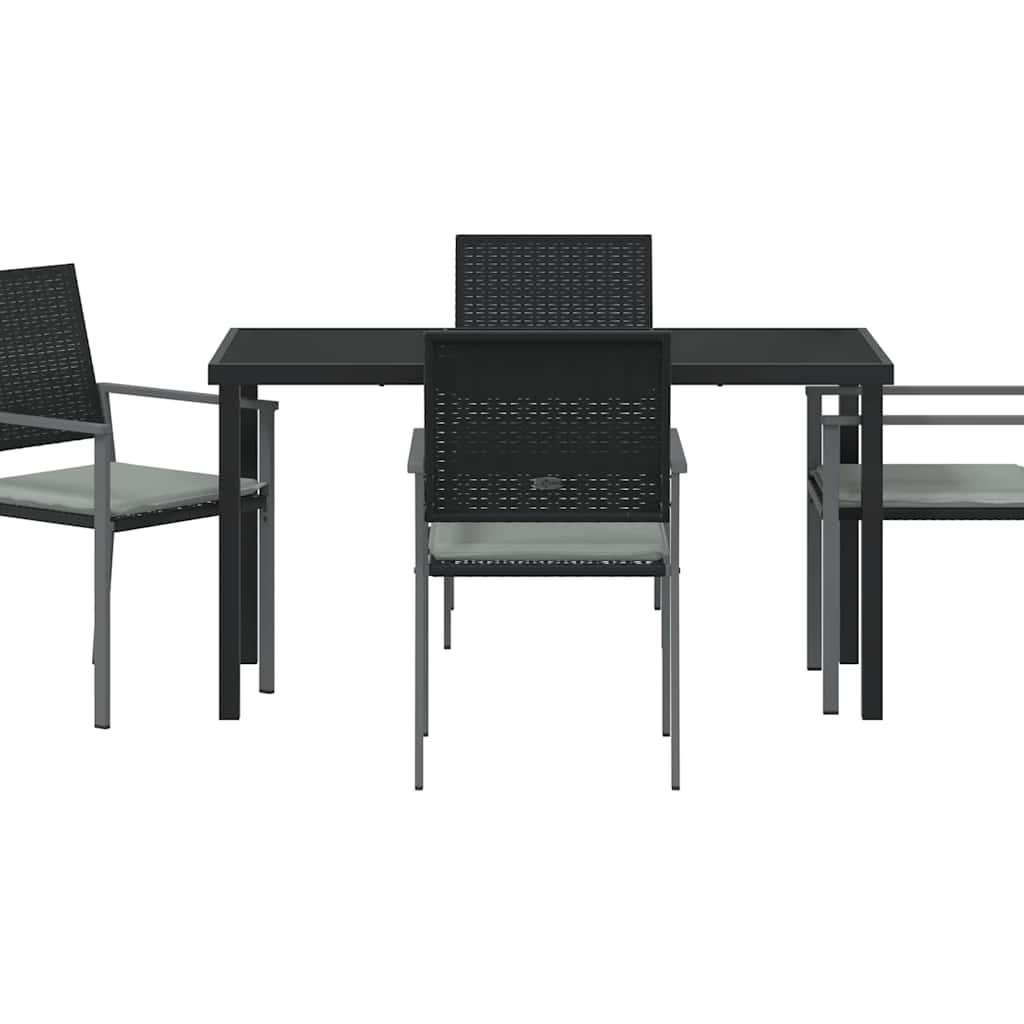 Have Spisebordssæt 5 pcs Sort og Lys Grå PE Rattan