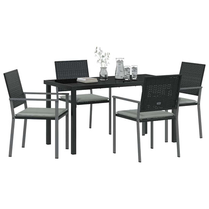 Have Spisebordssæt 5 pcs Sort og Lys Grå PE Rattan