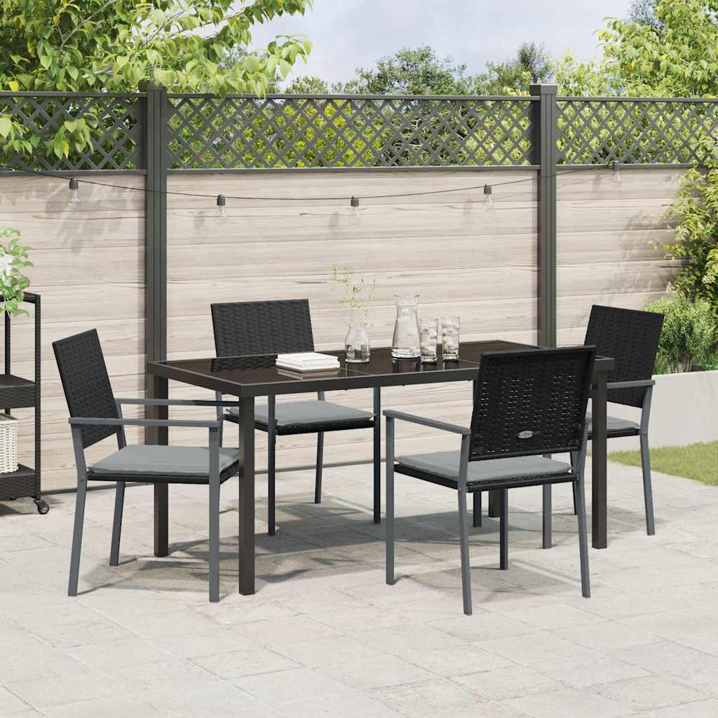 Have Spisebordssæt 5 pcs Sort og Lys Grå PE Rattan