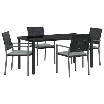 Have Spisebordssæt 5 pcs Sort og Lys Grå PE Rattan